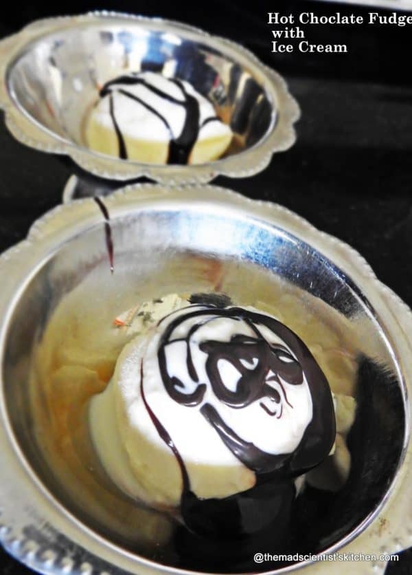 Hot Chocolate Fudge with ice cream A delicious sauce that tastes great with ice cream,cakes, cupcakes, cookies, cheesecake, sweet breads