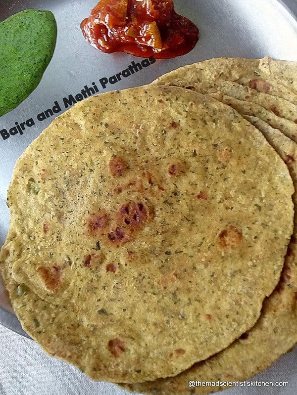 Bajra and Methi Parathas, Pearl millet recipe (4) Bajra and Methi Parathas, Pearl Millet and Fresh Fenugreek Leaves Paratha, Pearl Millet Recipe