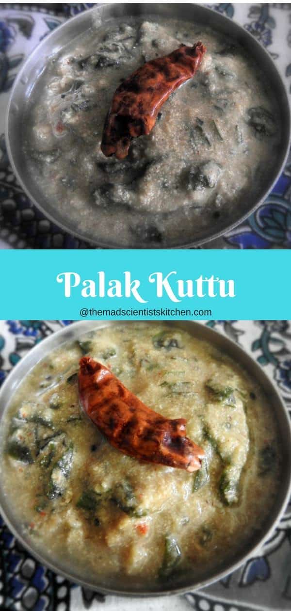 palak kuttu/keerai mulagootal/keerai kootu