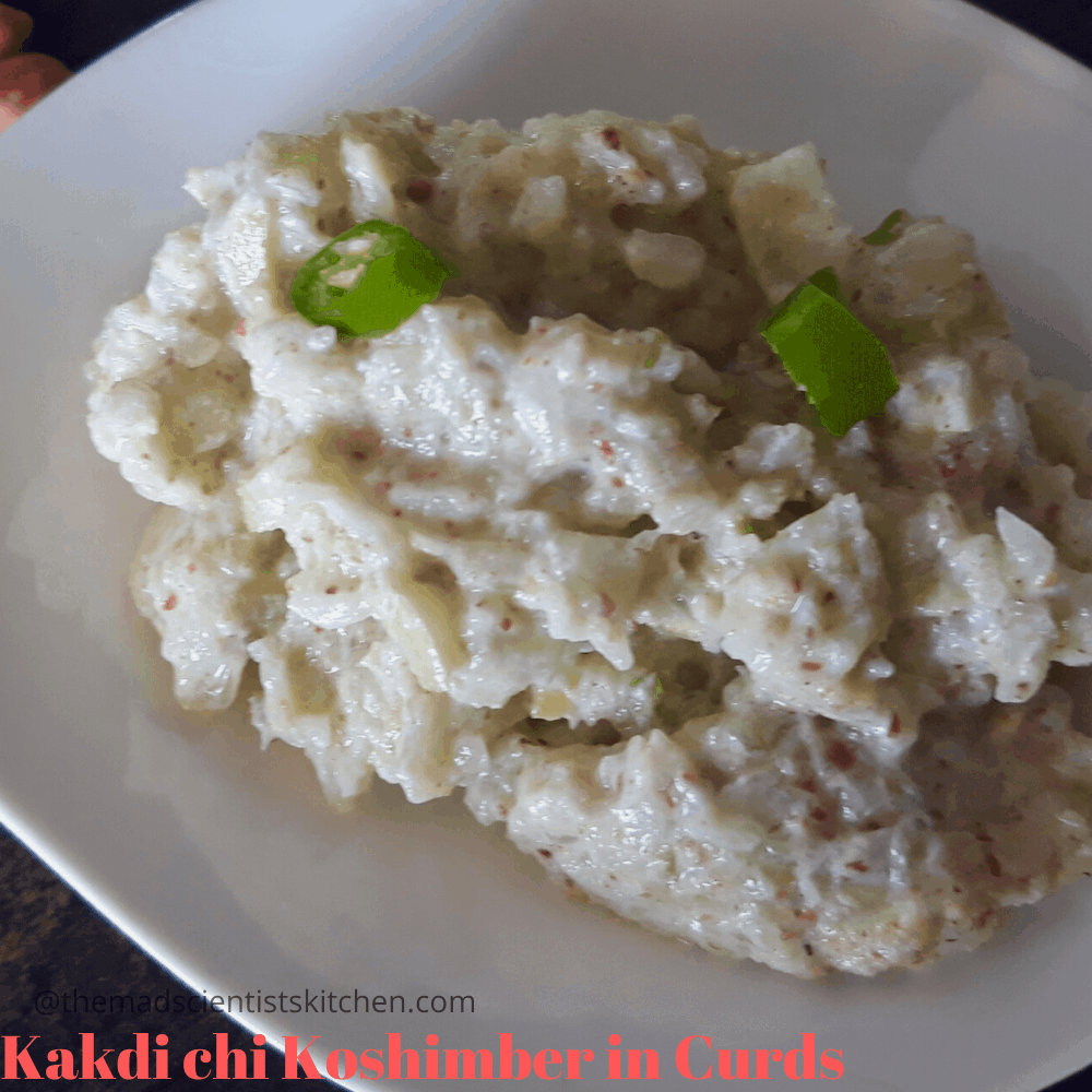 Kakdi chi Koshimber, an Indian salad of cucumber and curds