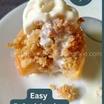 A serving of Easy Baked Apples served desserts topped with Vanilla Ice Cream
