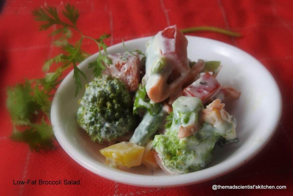 Low-fat Broccoli Salad, no eggs, no mayonaise