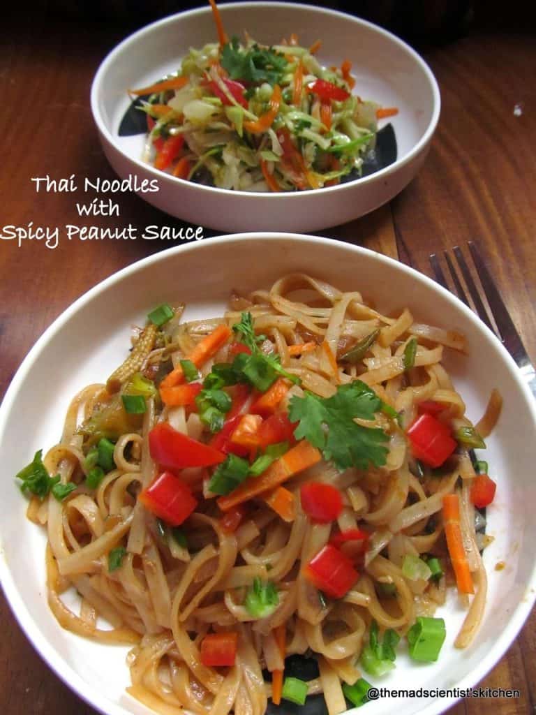 Quick meal with rice noodles Thai style
