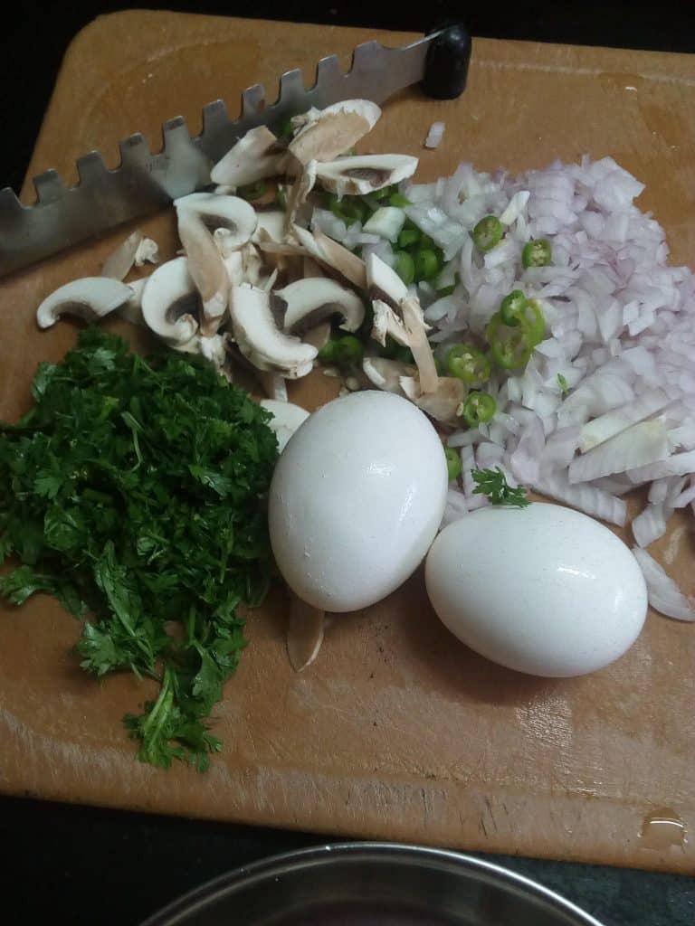 Getting Egg Omelette Ingredients Ready