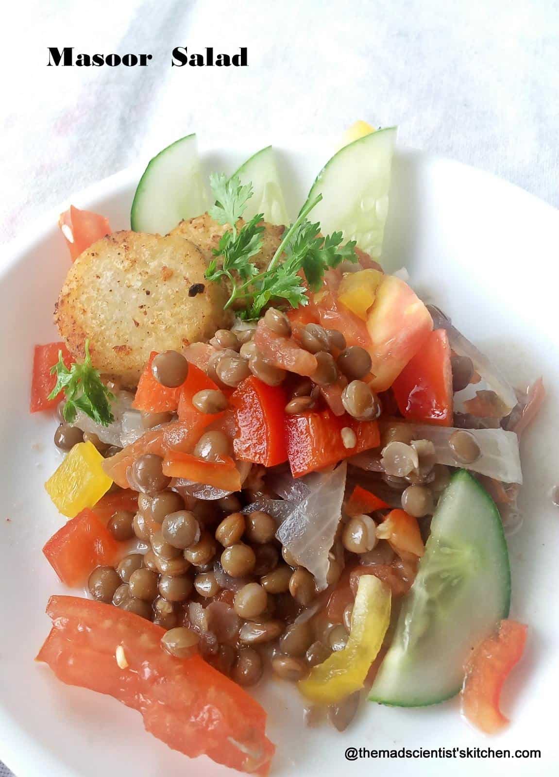 Red Lentil Salad,Masoor Salad, Akha Masoor Salad