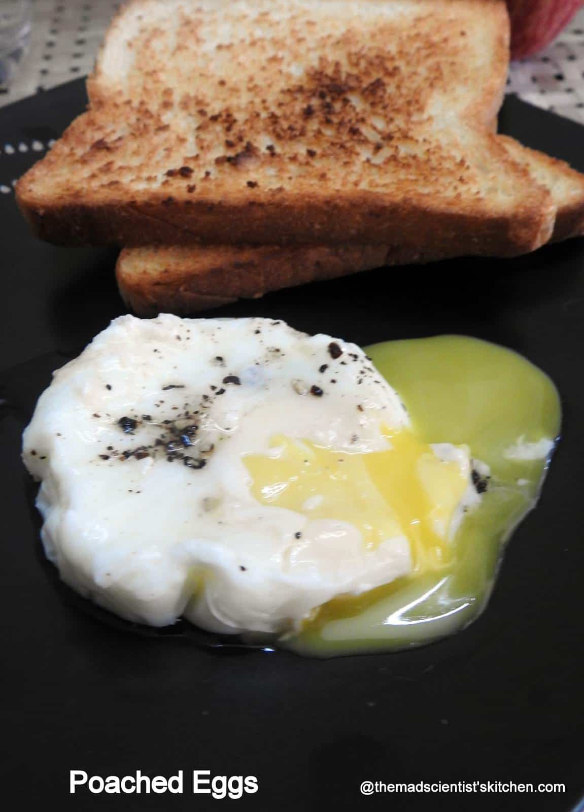 Eggs cooked in simmering water