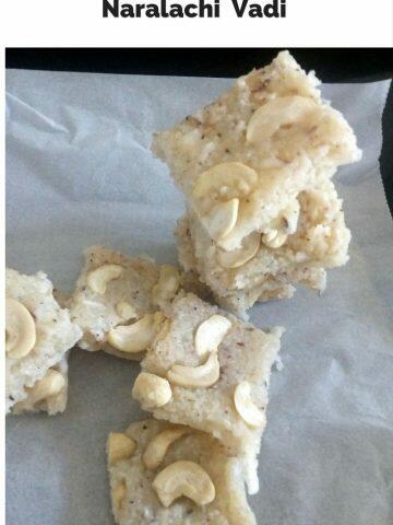 Nariyali ki barfi, khobri vadi, narlya cha vadya and coconut fudge