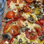Whole Wheat Focaccia with Peppers, Tomatoes, Olives and Rosemary Italian Bread, Whole Wheat Focaccia with Peppers, Tomatoes, Olives and Rosemary