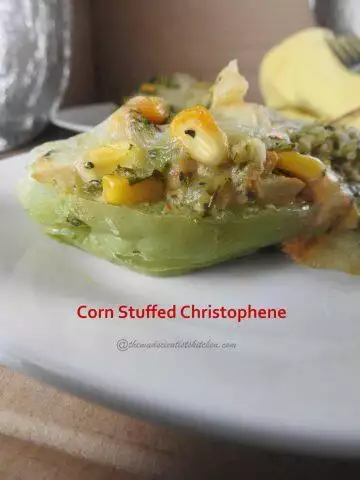 Corn Stuffed Christophene/Chayote