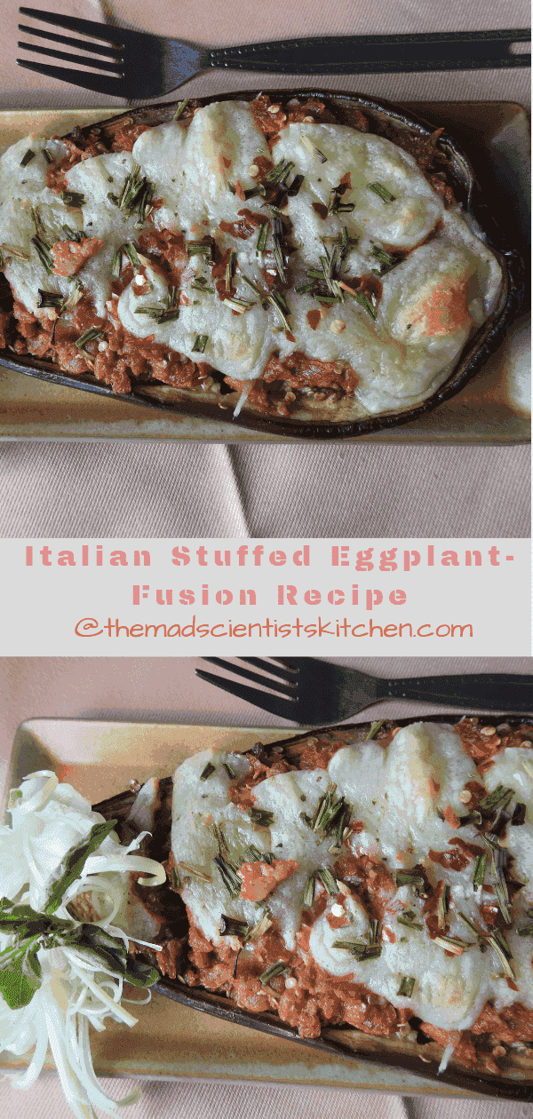 Italian Stuffed Eggplant, Aubergine Stuffed, Fusion Recipe