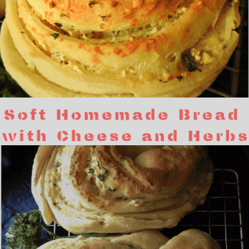 Homemade bread soft and stuffed with garlic, herbs and cheese