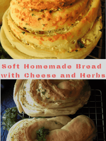 Homemade bread soft and stuffed with garlic, herbs and cheese