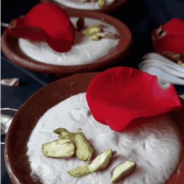 Served in clay pots traditionally Firni is an Indian Dessert