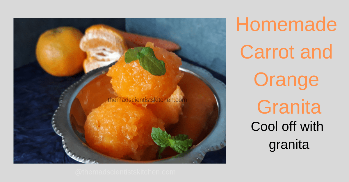 Serve carrots and orange granita scoops 