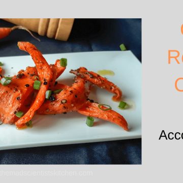 Served roasted carrots drizzled with oil, pepper and salt