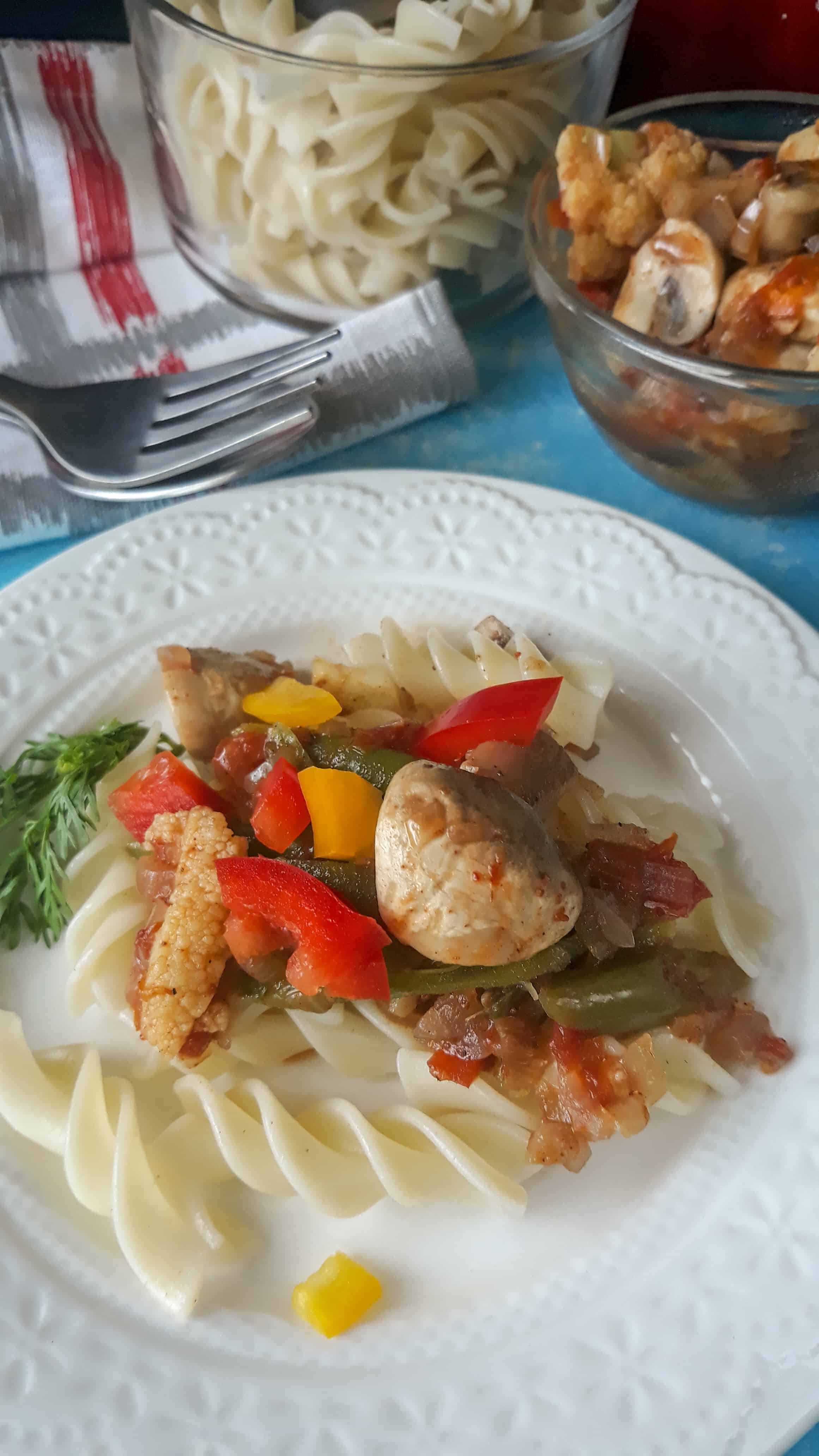 Pav Bhaji flavoured Curried Pasta -msk