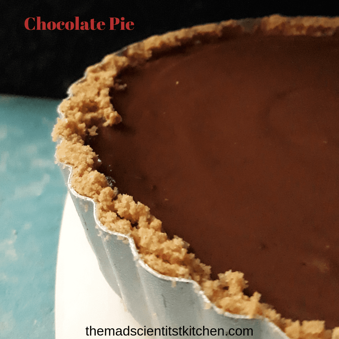 Chocolate pie on the pie dish, a no bake version