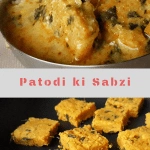 Pithore and Pithore ki Sabzi served in a small plate.