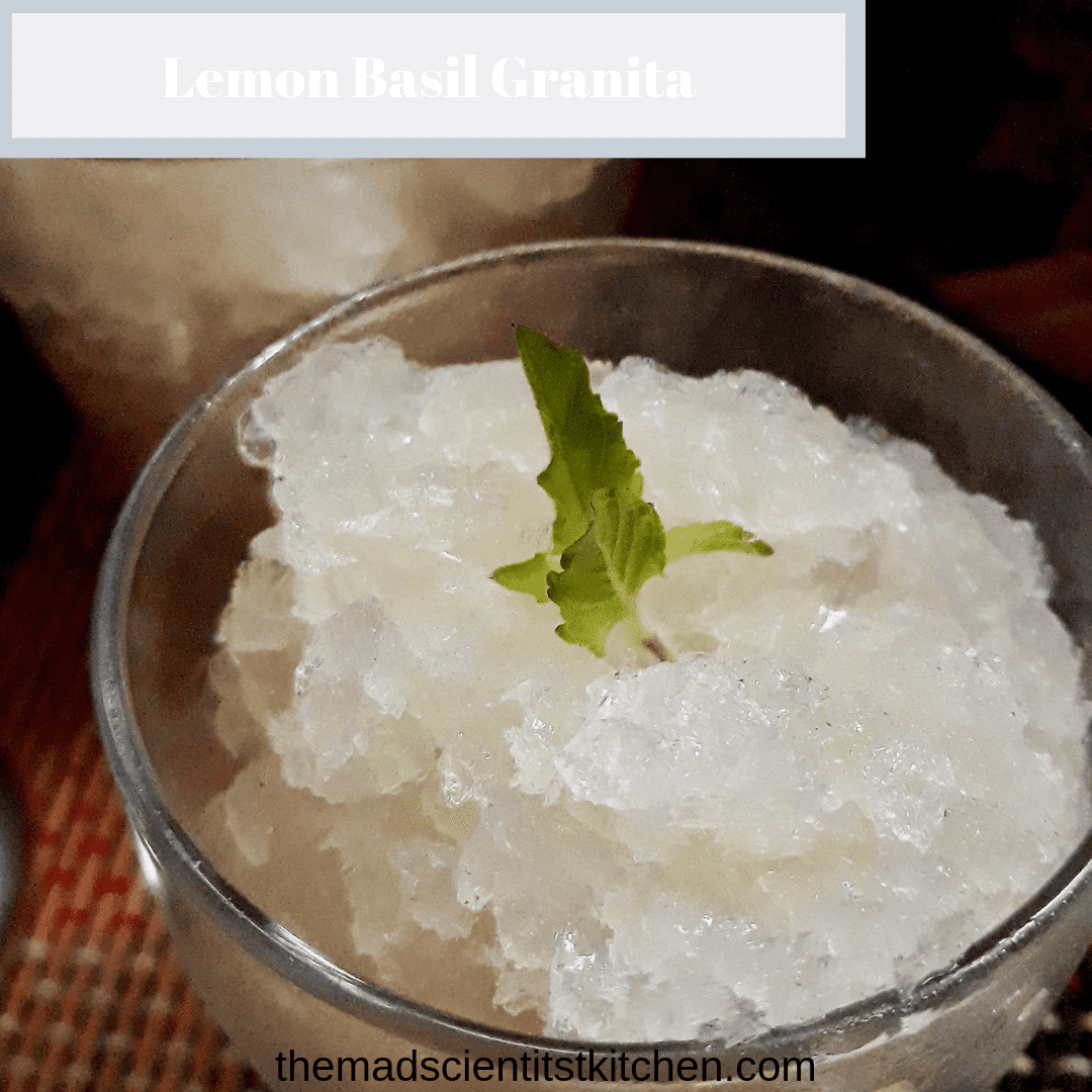 Lemon Basil Granita served in a glass