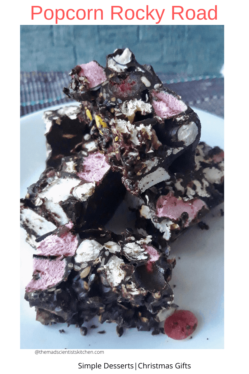 Rocky Road Brownie Slice made from popcorn