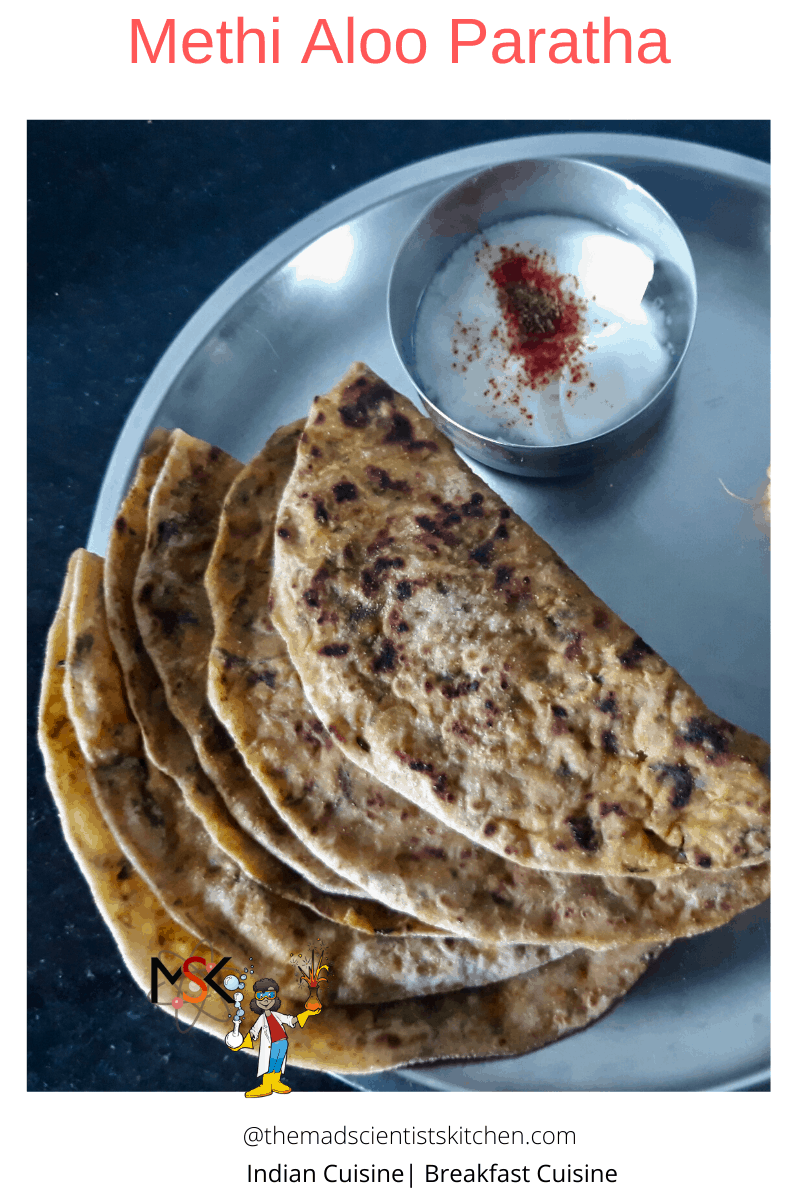 Methi Aloo Paratha with curd