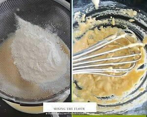 Cake flour mixed in egg yolks for pancakes