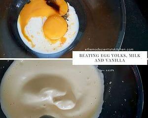Beating the yolks, milk and vanilla  for pancake