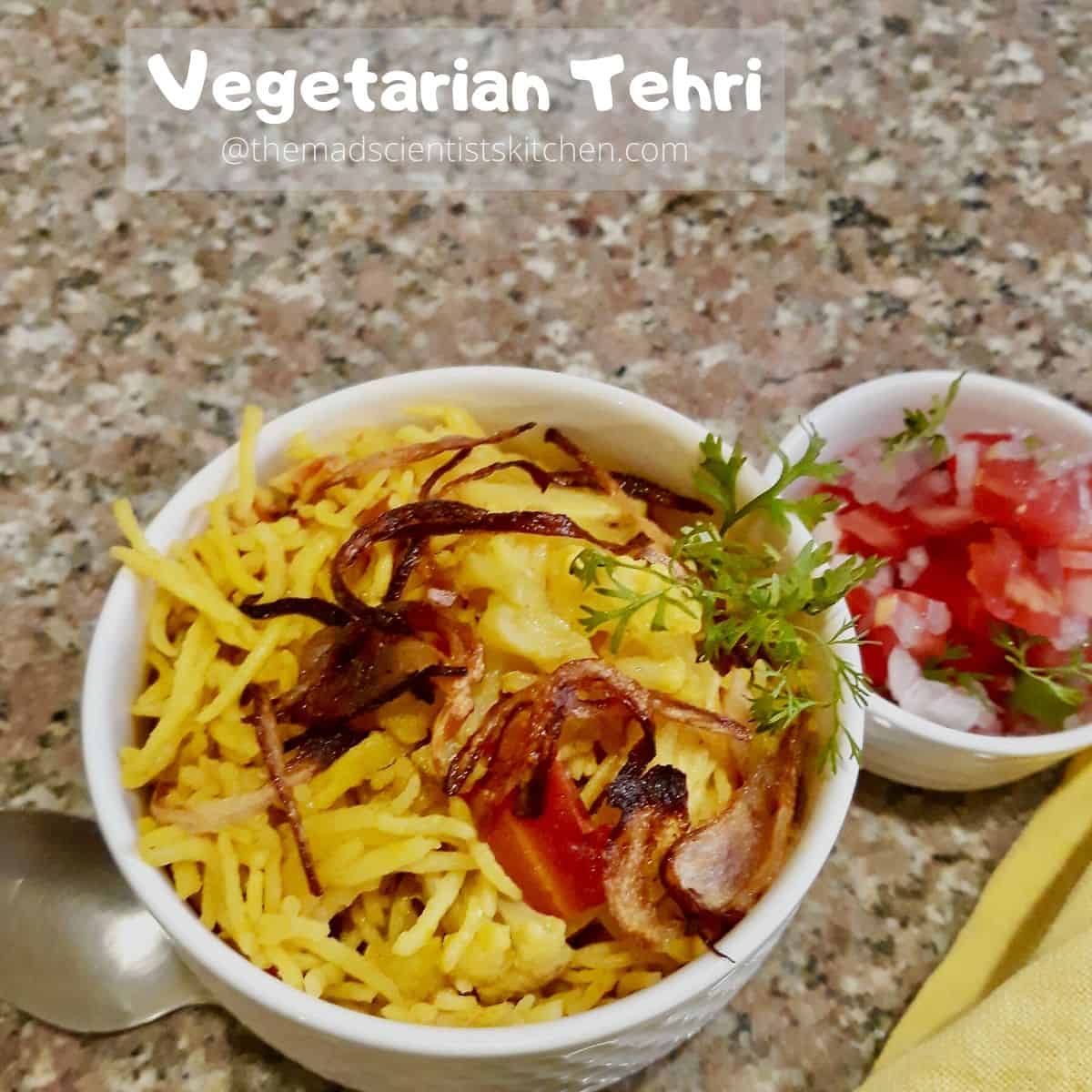 Simple and aromatic vegetarian pilaf called Tehri