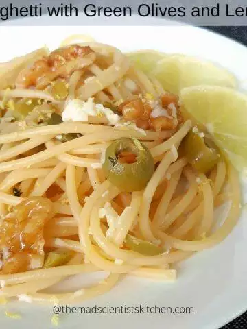 Spaghetti with Green Olives and Lemon