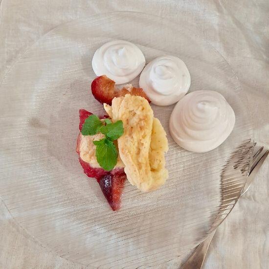 Whipped Cream and Plum and AppleCobbler