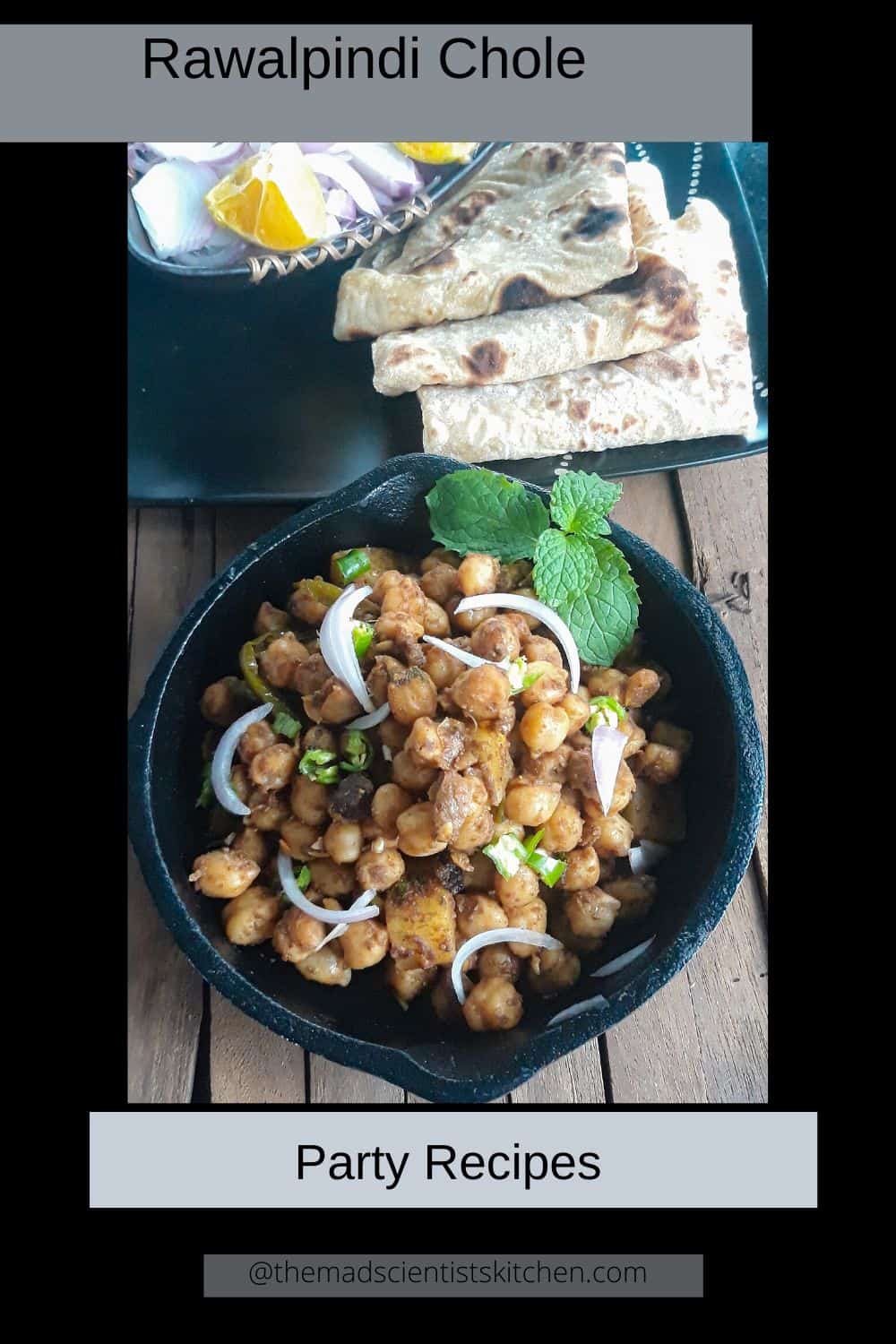 Cooked chickpeas, Roti and lemon