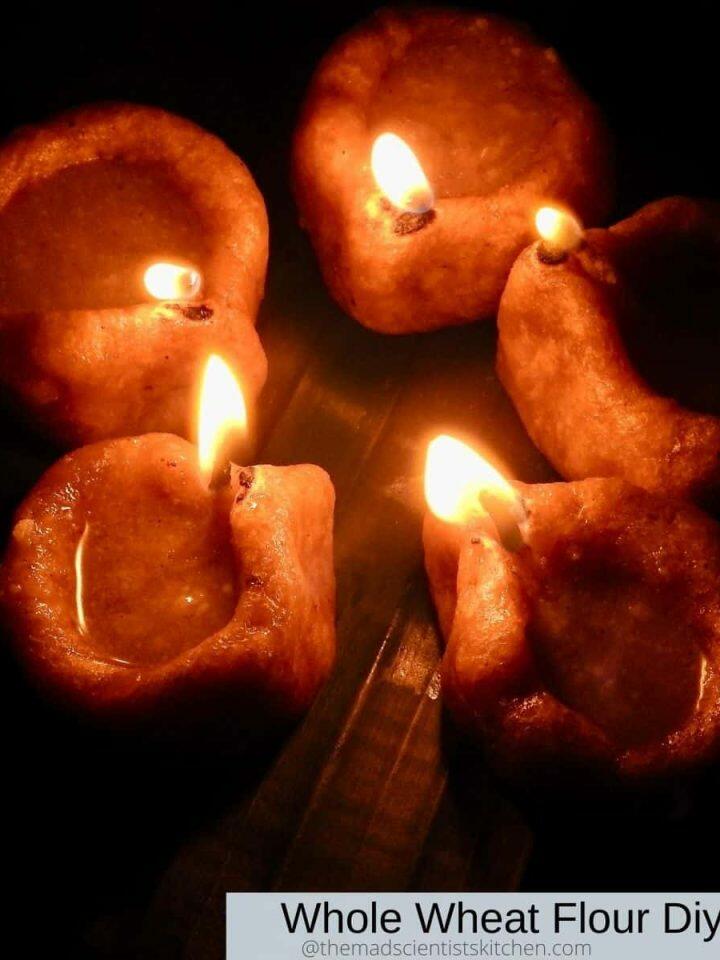 Whole wheat Flour lamps for worship