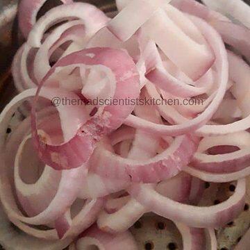 Onion rings separated and ready for steaming