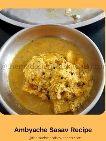 My serving of Ambyache Sasav Recipe, a vegan, gluten-free mango curry