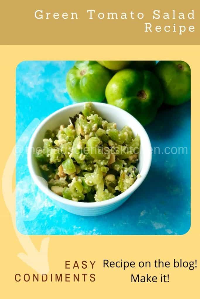 A helping of the traditional Indian salad with unripe tomatoes