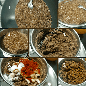 the steps in making flaxseed garlic chutney podi