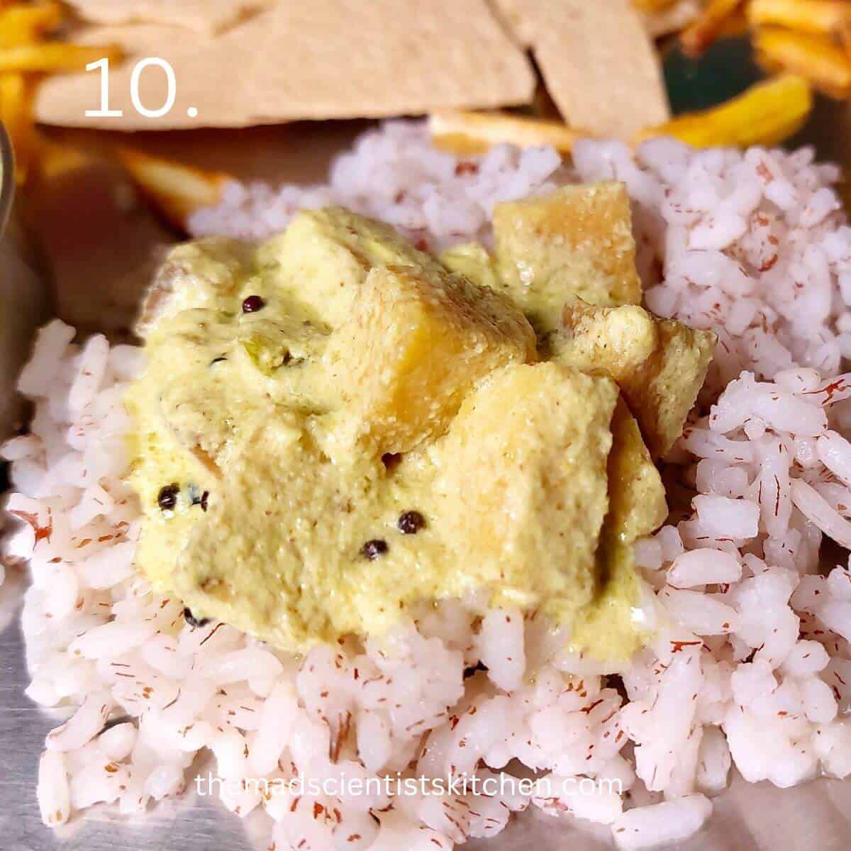 My favourite way of eating Kalan curry, with boiled rice