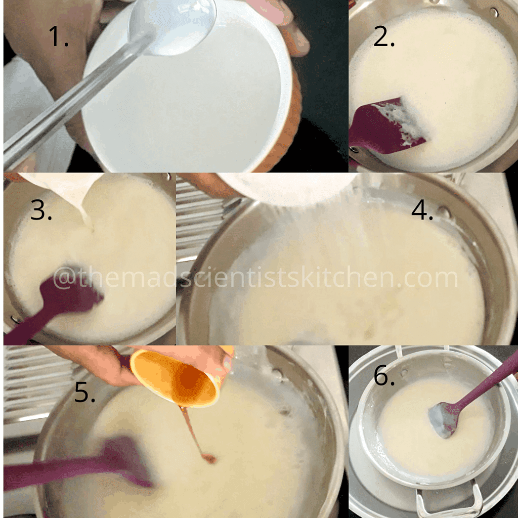 The steps in making custard icecream