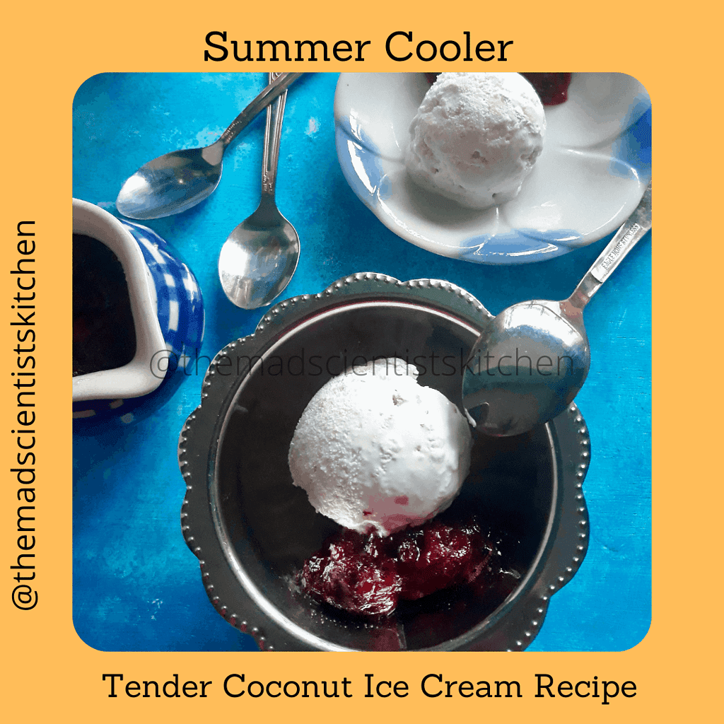 Easy Tender coconut ice cream with strawberry compote