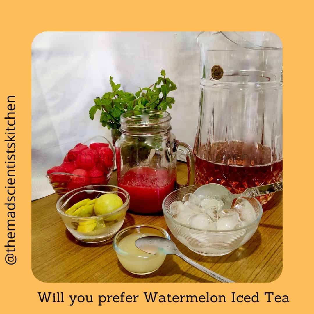 The table set for watermelon iced tea