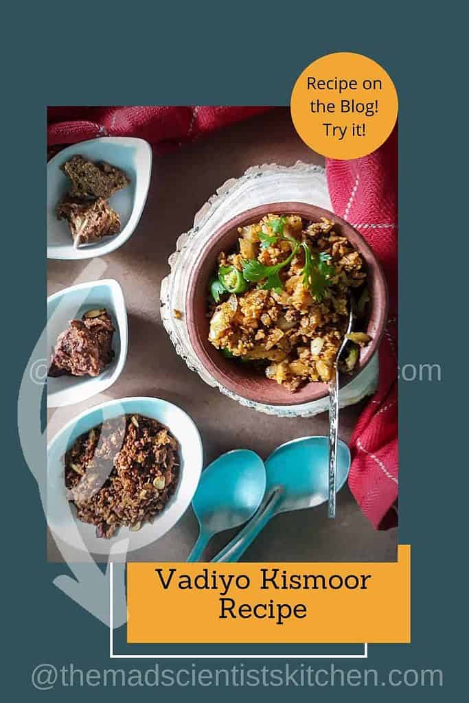 This bowl of Vadi Kismoor with rice and curry is a side dish we love.