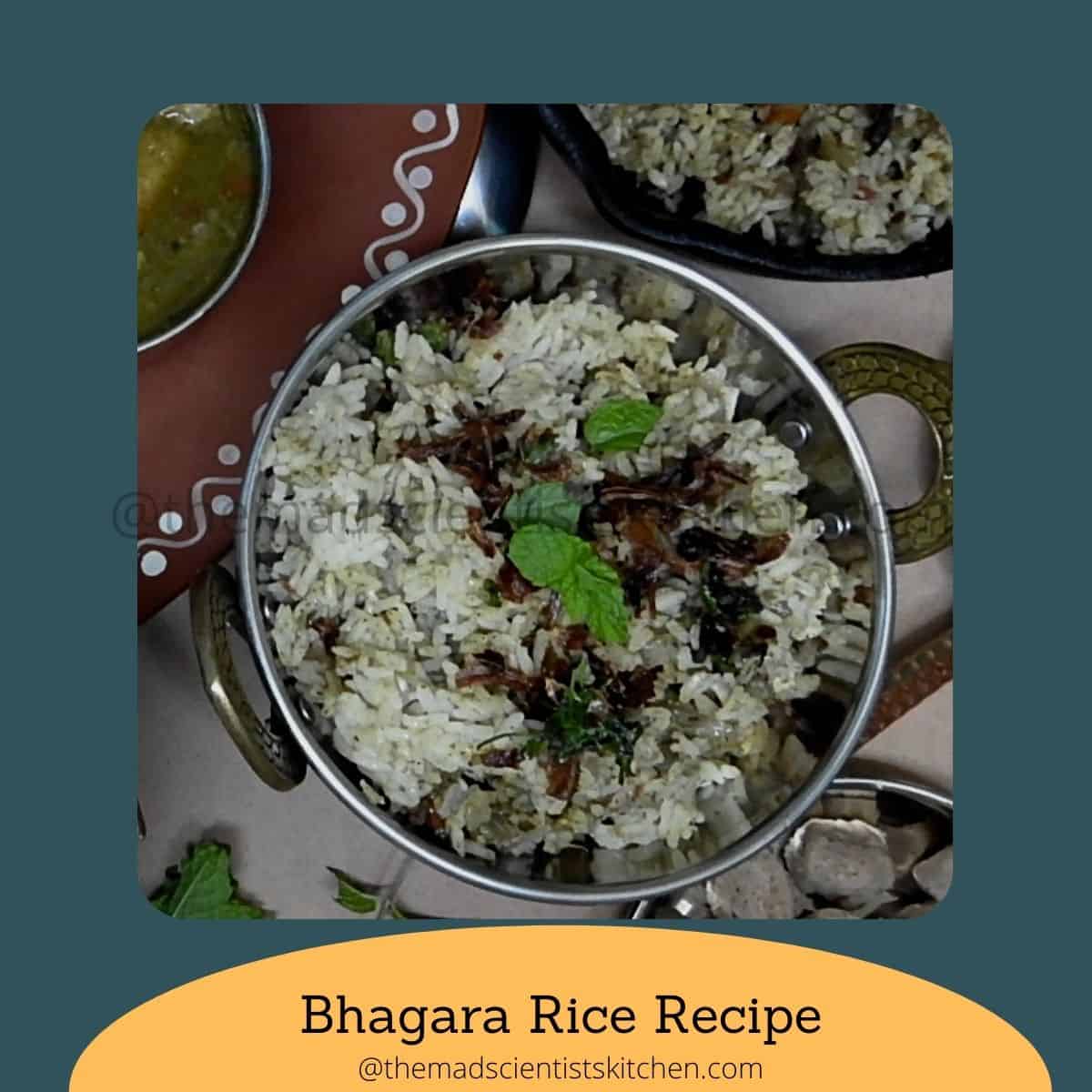 Bhagara Rice and Veg Dalcha was our combo for the day