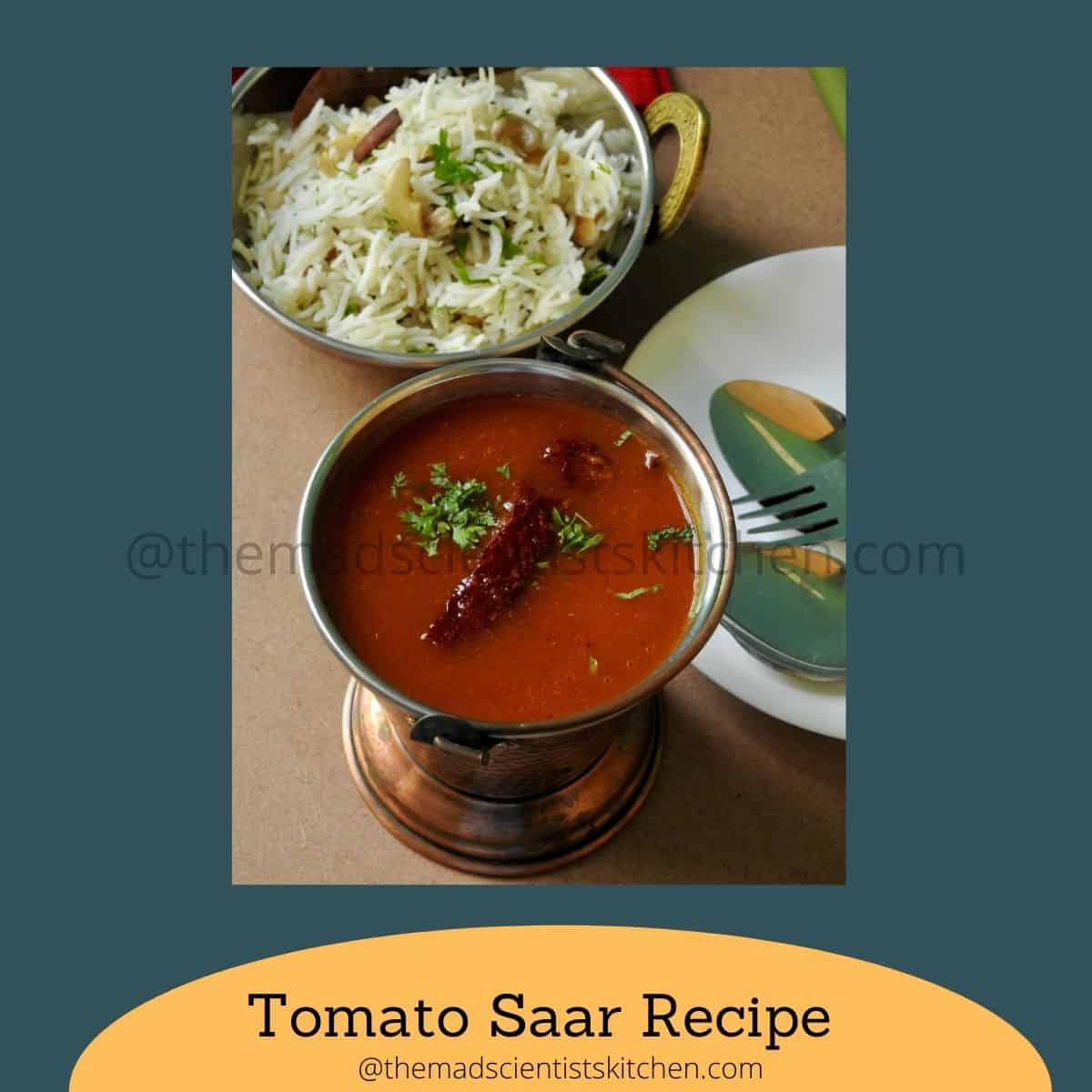 Tomato Saar and jeera rice ready to serve