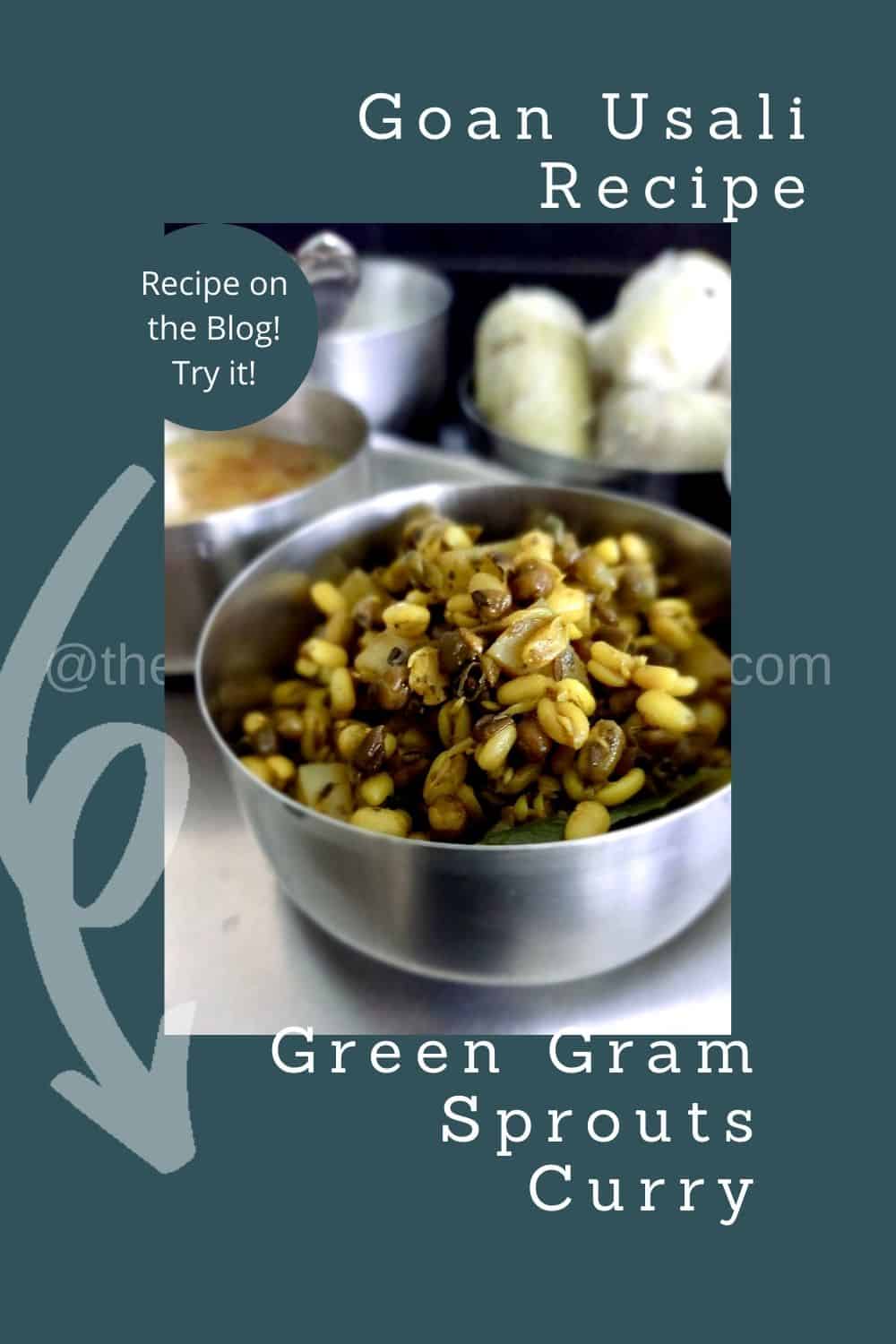 A serving of Green Gram Sprouts cooked into a curry with no onion and no garlic