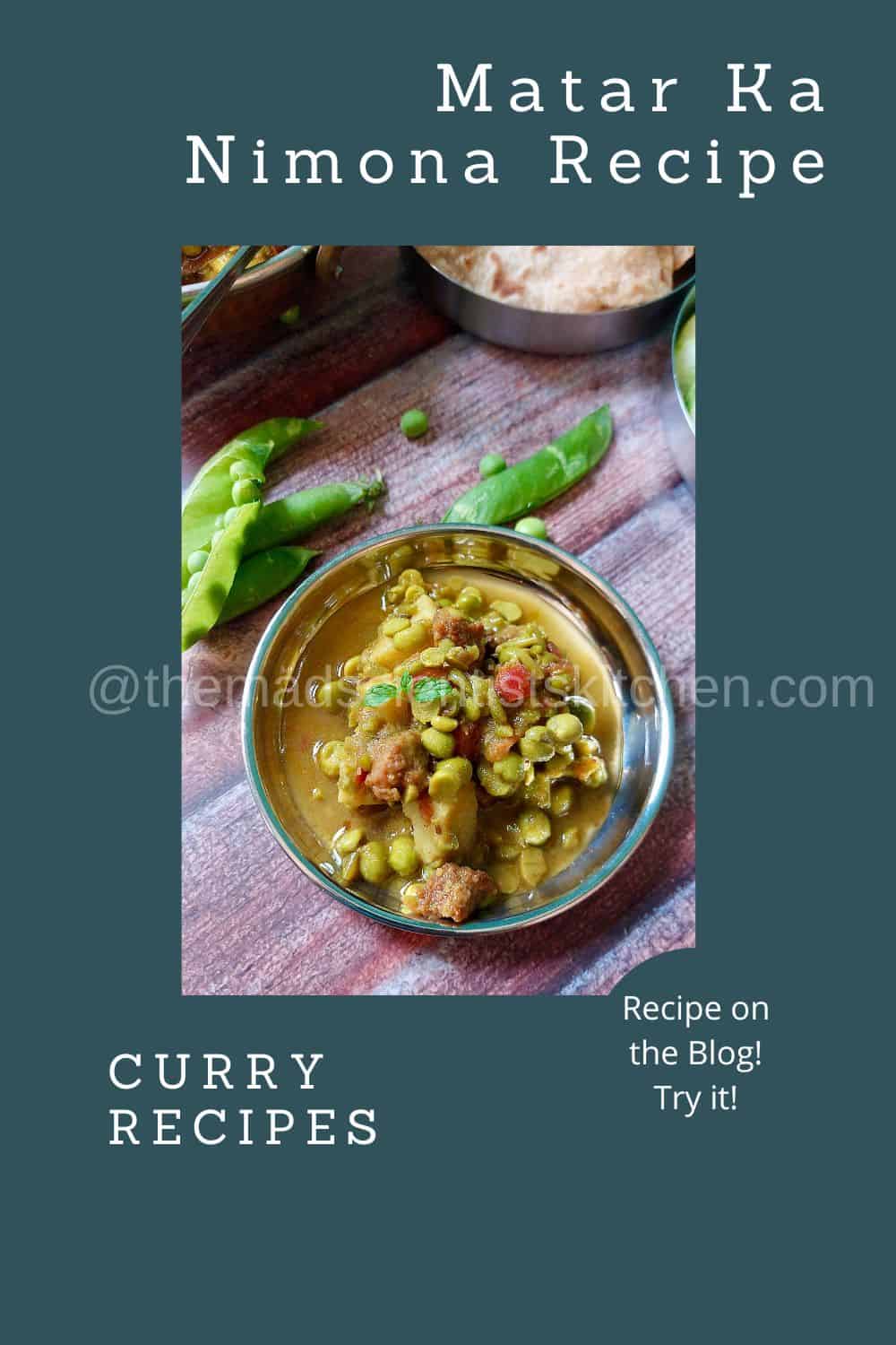 Nimona is a simple and delicious vegan curry that is made with fresh peas.