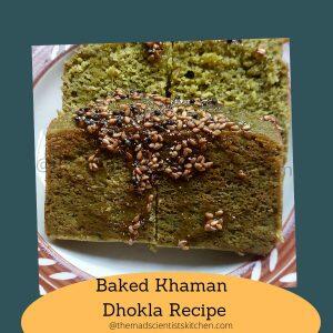 A serving of Moong Sprouts And Spinach Baked Khaman Dhokla.