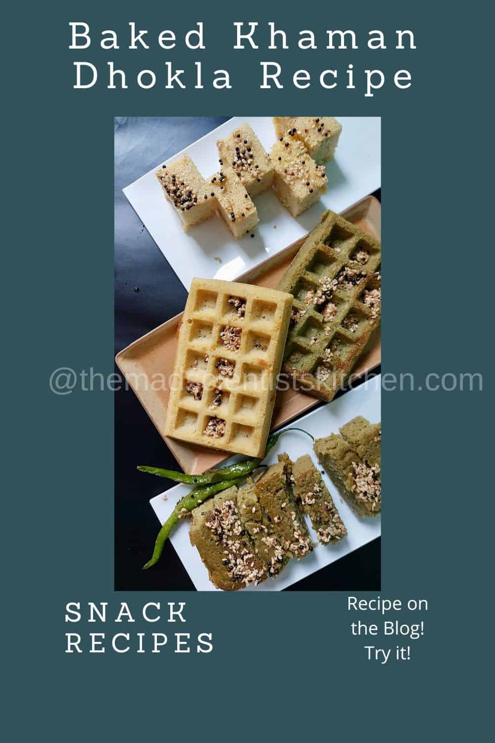 Serving Baked Khaman Dhokla along with the sprouts and spinach variant. The traditional Gujarati snack can be made into waffles too.