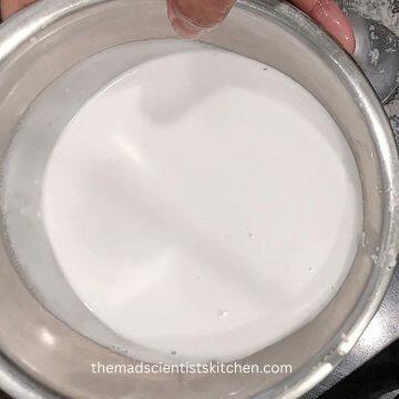 The thick first extract of coconut milk.