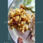 My meal with aloo gobi sabzi, roti, salad and pickle on the side!