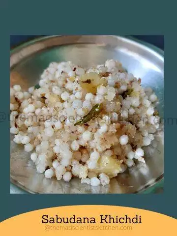 A close up of my serving of sabudana khichdi soft and non-sticky.